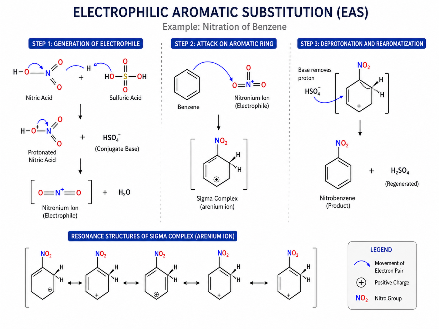 Chemistry Reaction Mechanism Electrophilic Intermediates Diagram